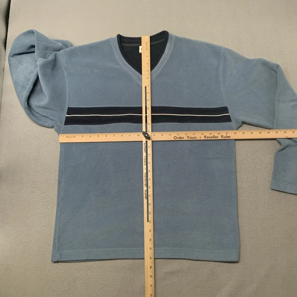 Vintage Gap Long Sleeve Shirt Terry Cloth Blue Racing Stripe 90s Streetwear Soft - Picture 4 of 7